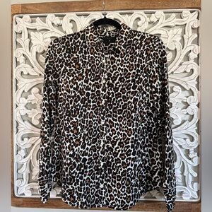 J.Crew Leopard Print Linen-Cotton  Shirt